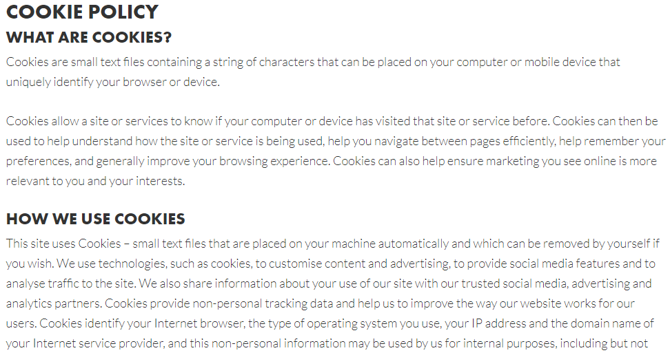 GDPR Compliant Cookie Policy