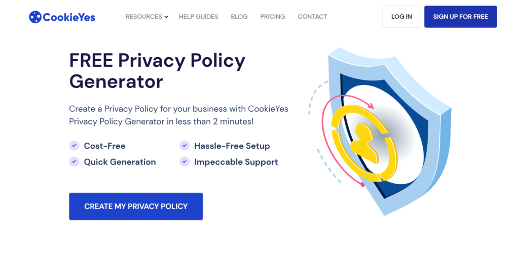 CookieYes GDPR privacy policy generator